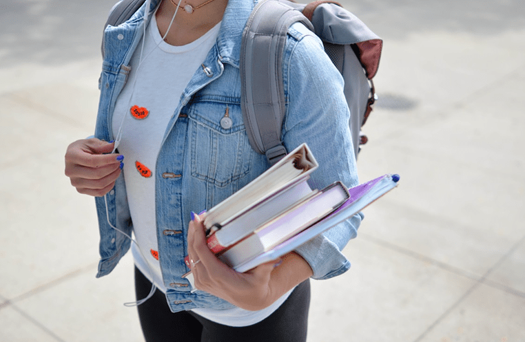 Person holding books